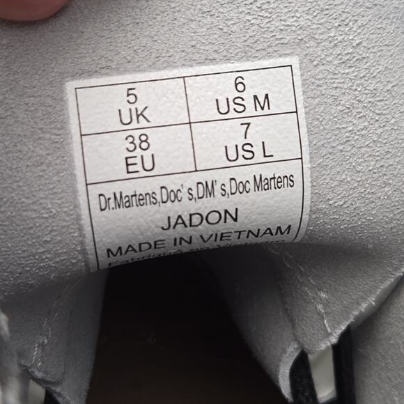 NEW Dr Doc Martens Jadon Womens Size 7 Platform Leather Combat Boots White Black - Picture 10 of 13